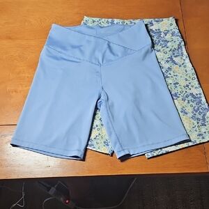 Aeropostale 2 Pairs Of Bike Shorts - Light Blue and Floral, Medium